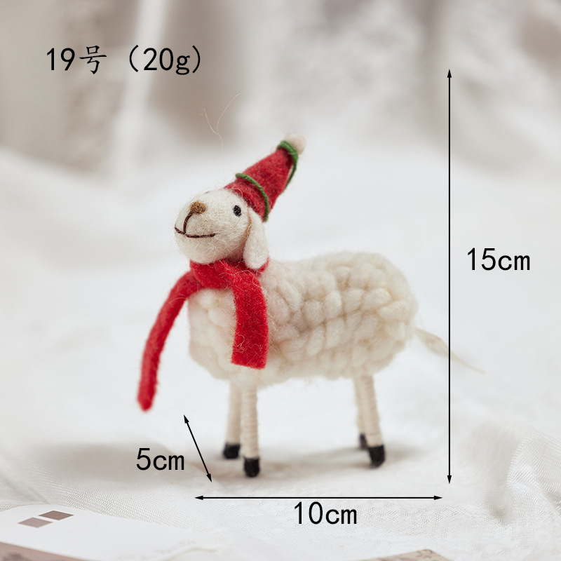 Adornos de fieltro de lana de Navidad acabados, muñeco de nieve anciano, muñeca, alce, decoraciones de Navidad para escritorio, regalos de Navidad