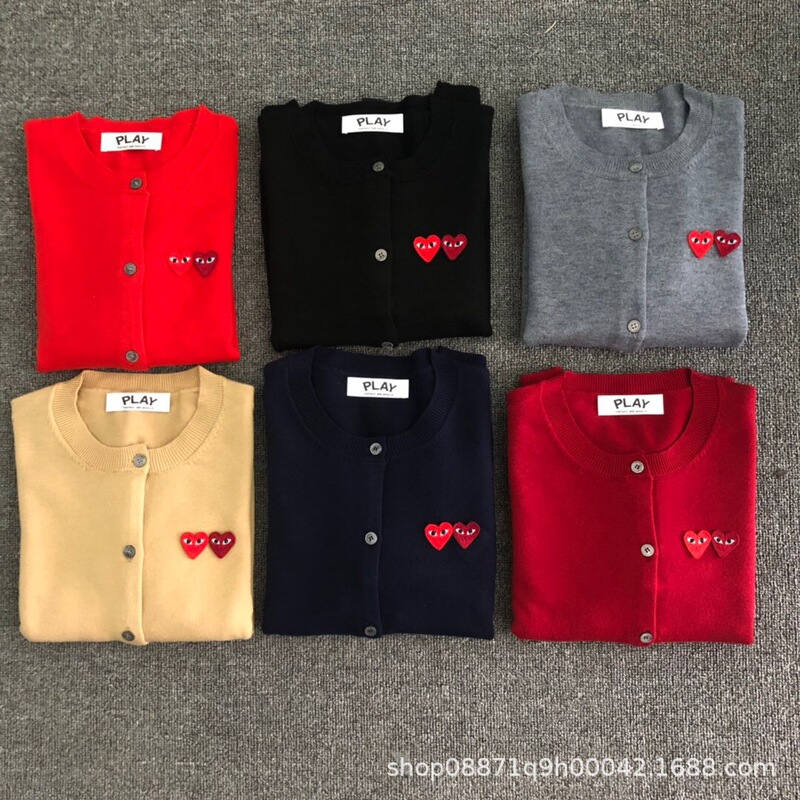 Japanese-Style Knit Cardigan for Women with Double Heart Embroidery, Short Long-Sleeve Couple's Sweater Jacket Japanese-Style Knit Cardigan for Women with Double Heart Embroidery, Short Long-Sleeve Couple's Sweater Jacket