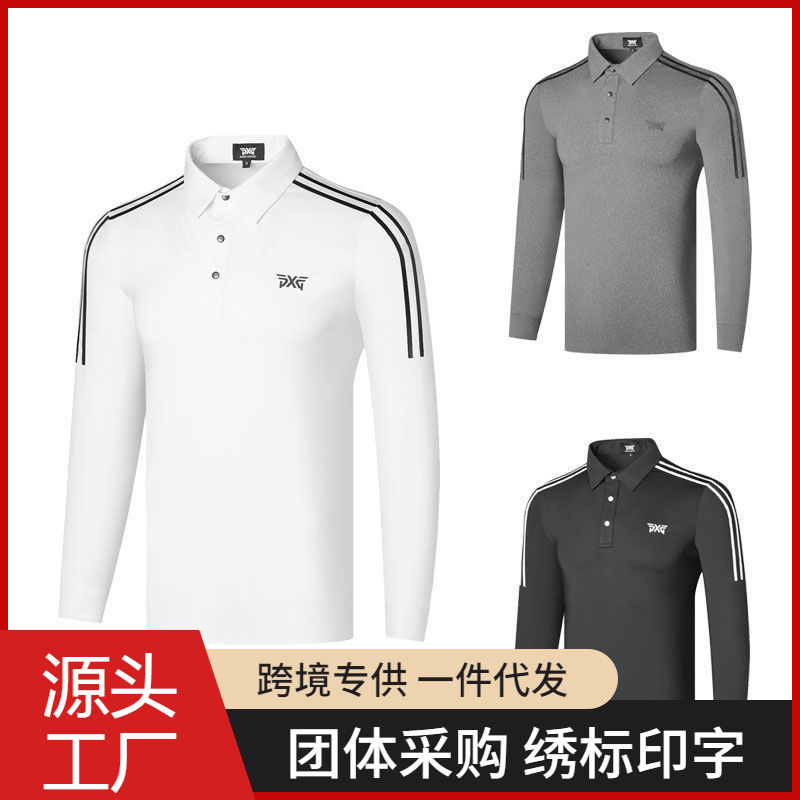Golf Clothing Men's Tops Autumn and Winter Golf New Stand-Up Collar Quick-Drying Breathable Long-Sleeved T-Shirt Sports Jersey
