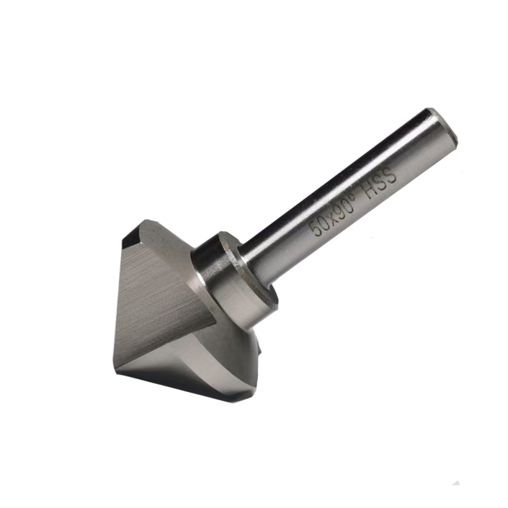 M2 Straight-Shank Countersink Drill with Three Flutes, 90° Chamfering Cutter, HSS High-Speed Steel Hole-Opening and Chamfering Bit