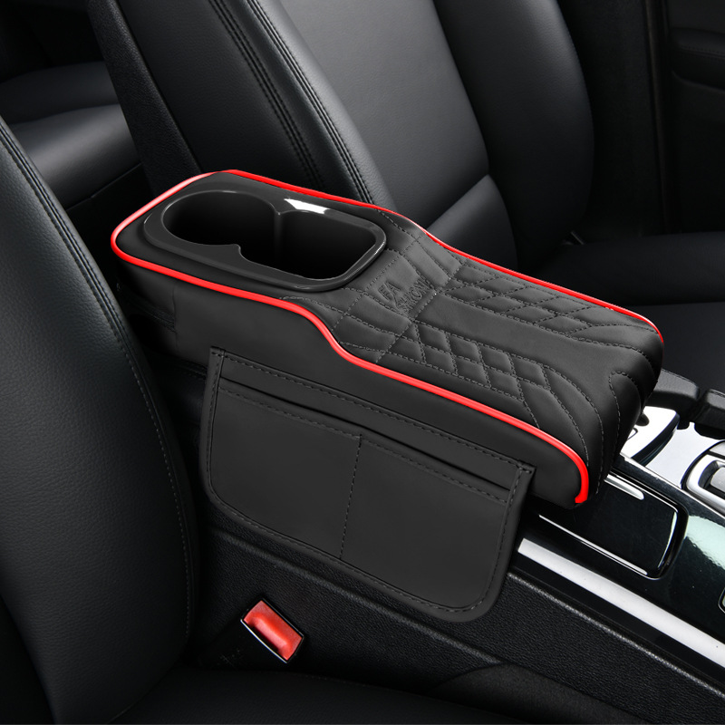Suitable for 14cm Wide Models, Narrow Version Armrest Box Heightening Pad, Leather Comfortable Elbow Rest, Dual Cup Holder Storage