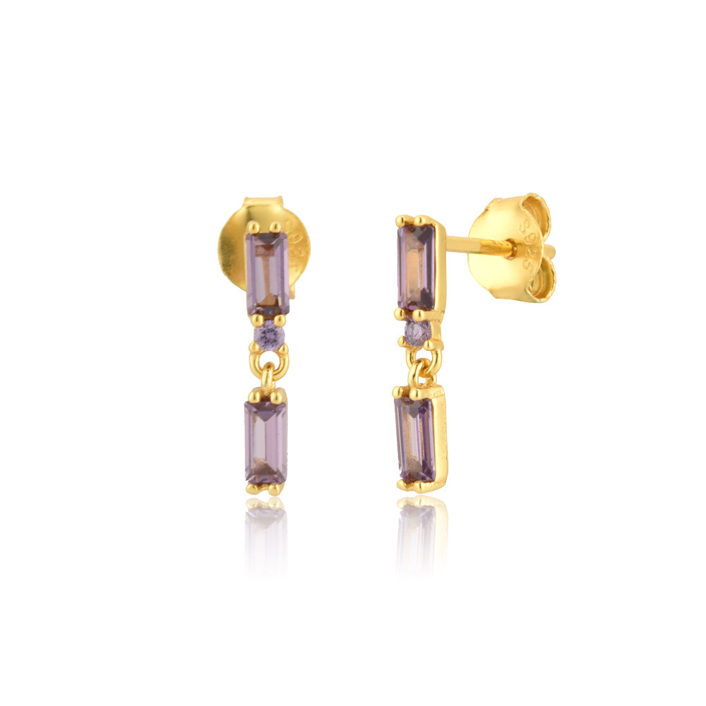 1 Pair Simple Style Rectangle Plating Inlay Copper Zircon Drop Earrings display picture 5