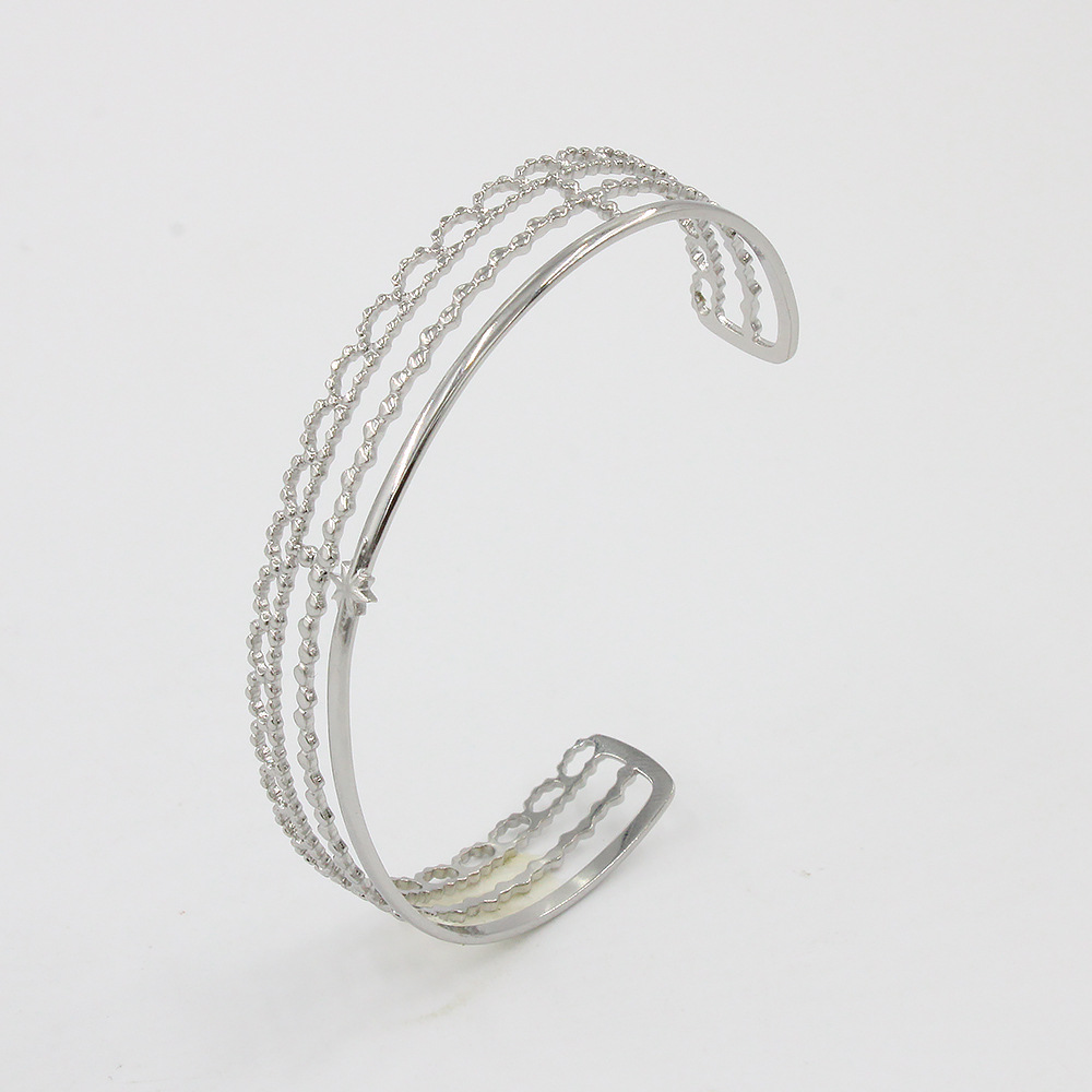 1 Piece Quantity Daily Occasion Titanium Steel Material Fashion Solid Color Titanium Steel Inlaid Gold Bangle 1 Piece