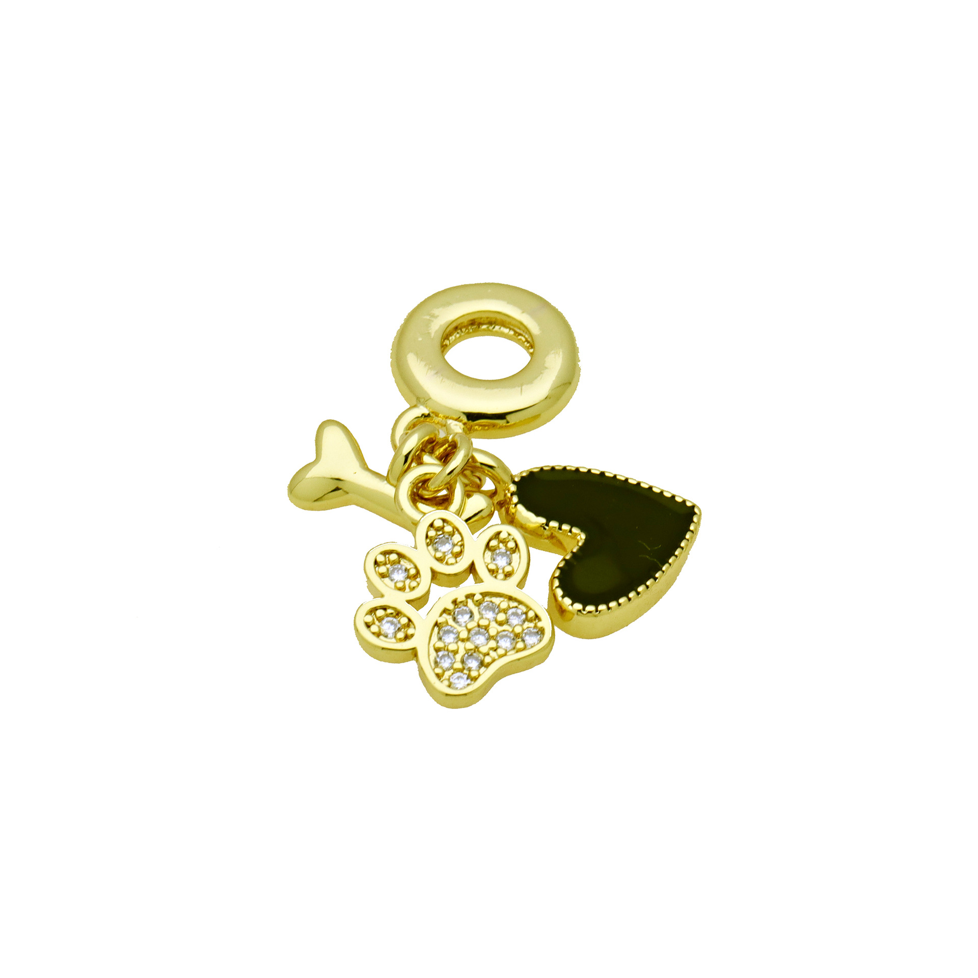 DIY Jewelry Accessories Classification 1 Piece 31mm Copper Zircon Paw Print Heart Shape Unforgettable Pendant