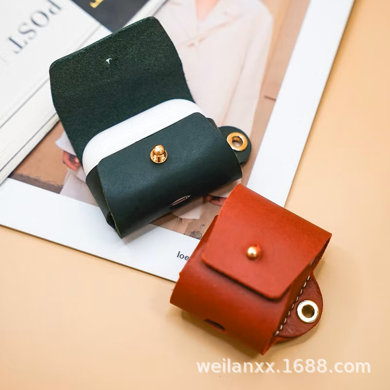 皮革无线耳机壳可挂绳耳机保护皮套便携蓝牙耳机包防划耳机礼品袋