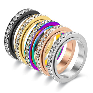 2023 Cross-Border New Style Diamond-Encrusted Circumference Diamond Niche Decompression Rotatable Ring Jewelry Tail Ring Source Manufacturer