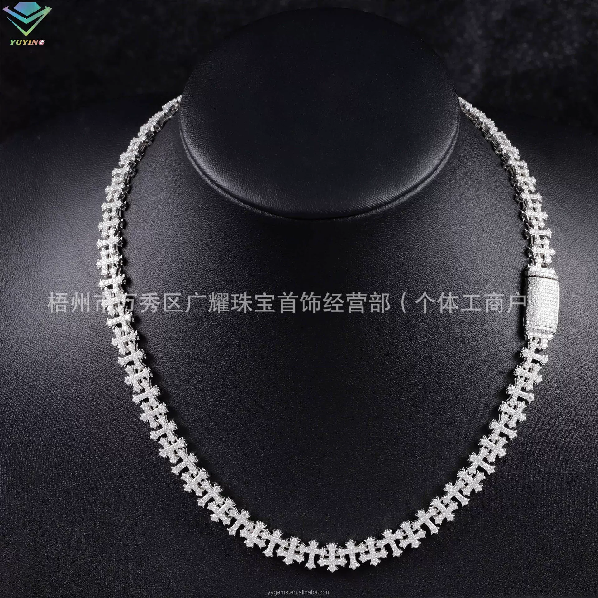 Европейское и американское хип-хоп колье-крестик из серебра S925 с инкрустацией из муассанита цвета D VVS, модное, трендовое, унисекс, ювелирное изделие