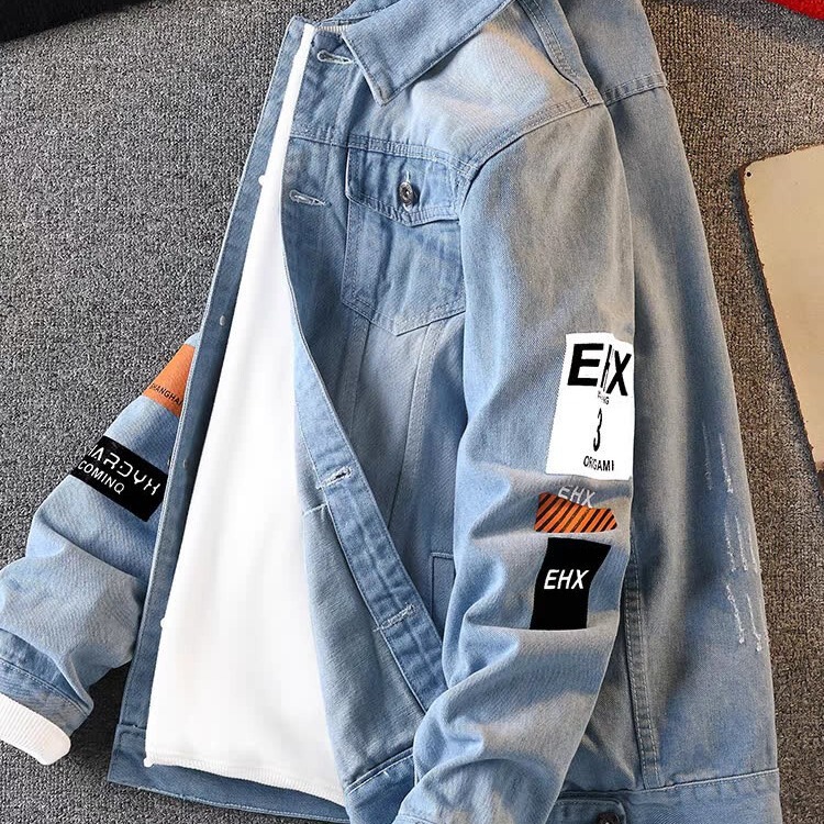 Casual American-Style Denim Jacket, Korean-Style Slim-Fit Baseball Jacket, Trendy Brand Autumn and Winter New Top, Denim Coat for Men