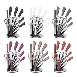 Foreign Trade in stock Stainless Steel Horseshoe Handle 9-piece Knife suit Kitchen Household Full Set Knife Kitchen Knife Chef Knife