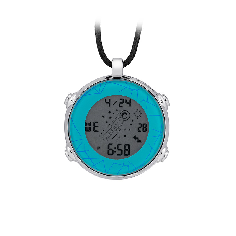 Simple reloj electrónico en stock al por mayor fluorescente noche pantalla colgante reloj patrón de dibujos animados accesorios de ropa reloj de bolsillo electrónico