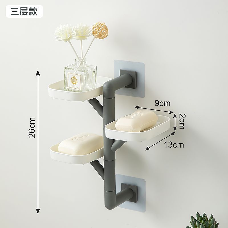 Caja de jabón colgada en la pared para inodoro giratorio drenaje de agua sin perforación de perforación de jabon multicapa colgada en la pared