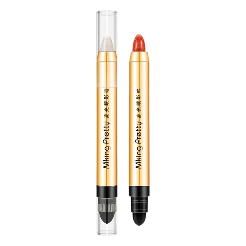Lazy high-gloss eye shadow pen pearlescent fine flash not dizzy brightening lying silkworm pen double-headed eye shadow stick high-gloss women's stage makeup