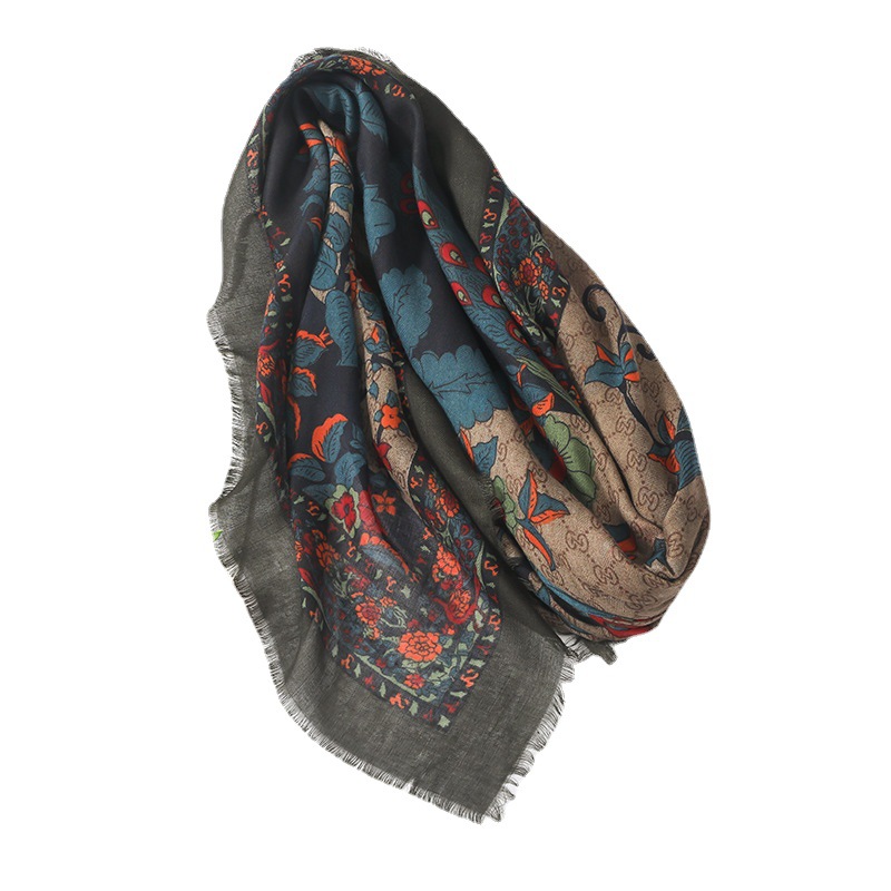 El Comercio exterior retro anacardo impreso algodón y lino mano-sensación gran bufanda cuadrada 135*135cm sombrilla chal playa protector solar bufanda