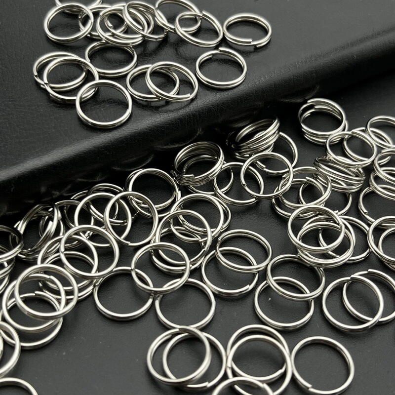 Metallic Silver Double-Ring Keychain with Multiple Specifications, Open Connection Rings for DIY Bead Bracelets, Jewelry Finishing Hanging Rings