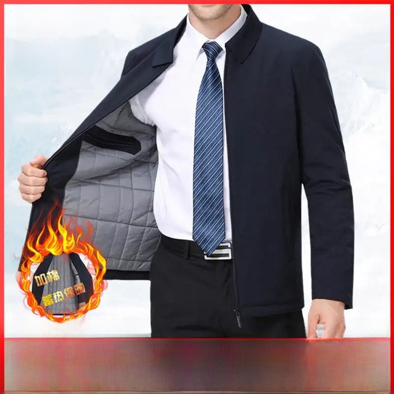 香港老爷车品牌男士夹克棉衣中老年秋冬新款高档翻领棉服宽松男装