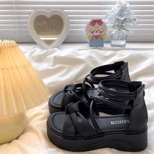 Super Popular Thick-Soled Non-Tiring Sandals for Women 2025 New Summer Outer Wear Beautiful Beach Roman Shoes with Skirts