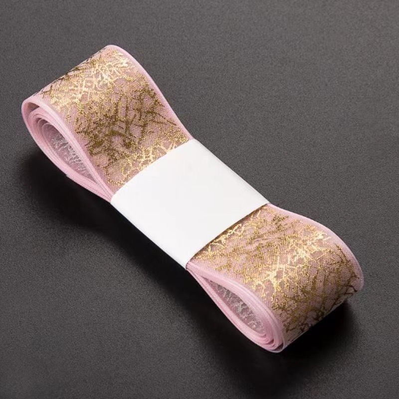 En stock venta al por mayor 2,2 borde dorado cinta regalo de cumpleaños pastel embalaje cinta arco flor regalo