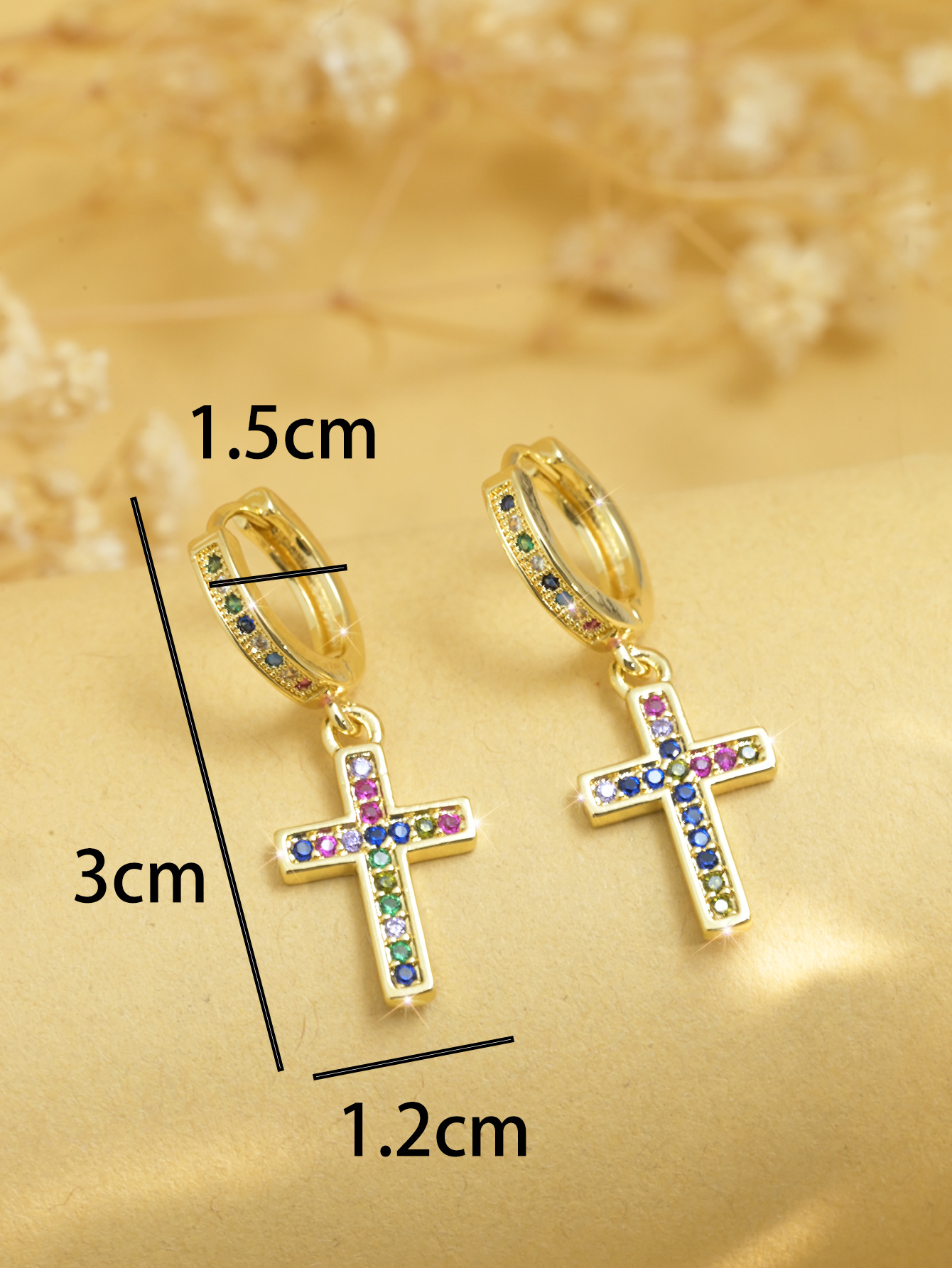 15g Weight 1 Pair Elegant Simple Style Cross Life Tree Plating Copper Zircon Drop Earrings