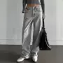 高腰宽松拖地欧美款牛仔裤