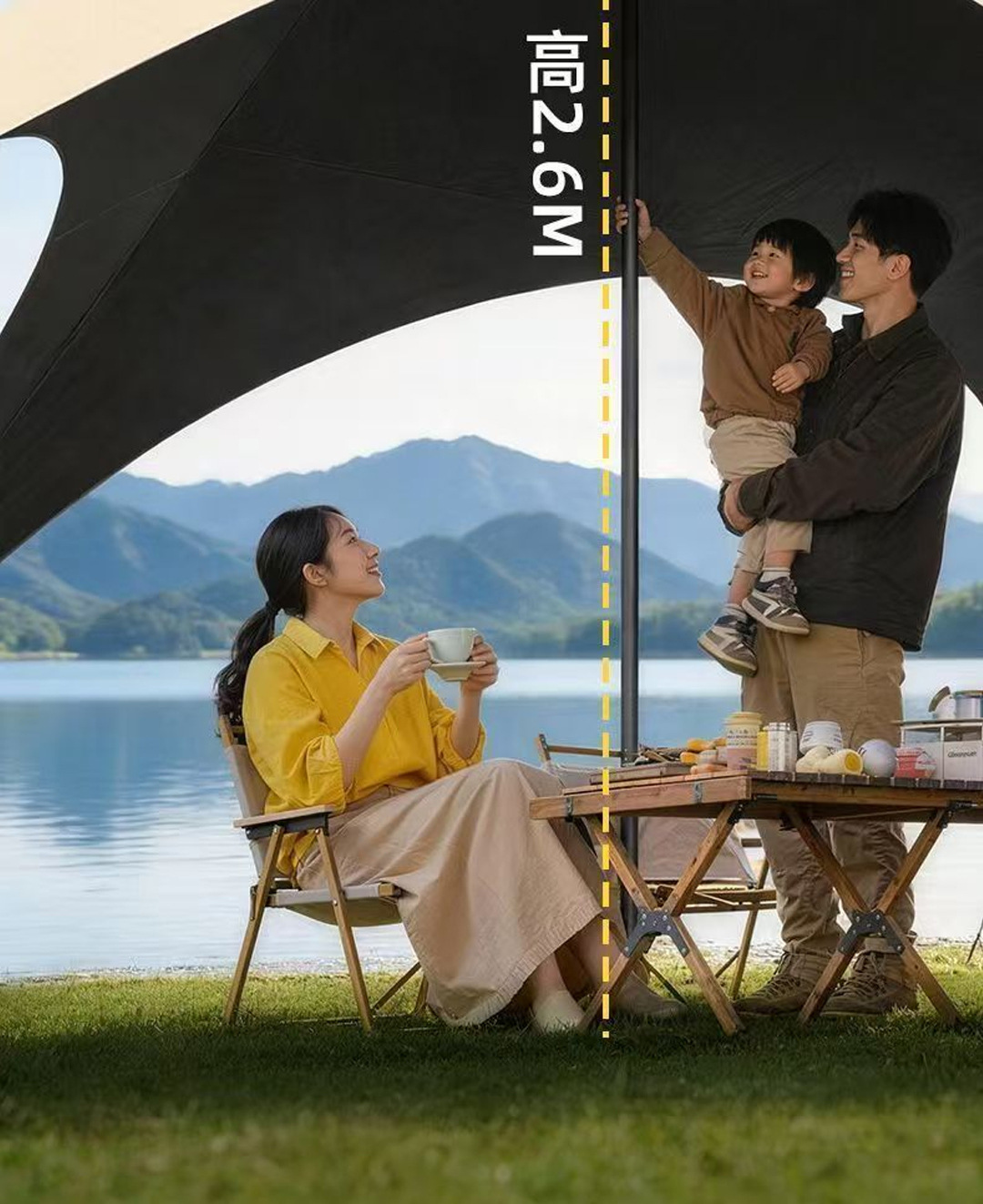 Wholesale in-stock outdoor canopy tent for camping, sun-proof and rain-proof, with black-coated fabric, no need for wind ropes, quick setup, extra-large camping sunshade