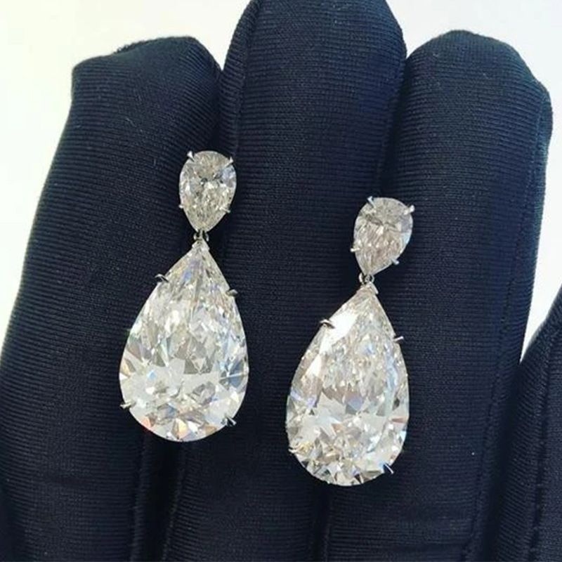 Fashion Shining Micro-set Zircon Water Drop Shaped Copper Earrings Wholesale display picture 4