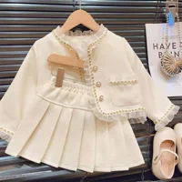 Осенний набор, куртка, плисированная юбка, стиль Chanel