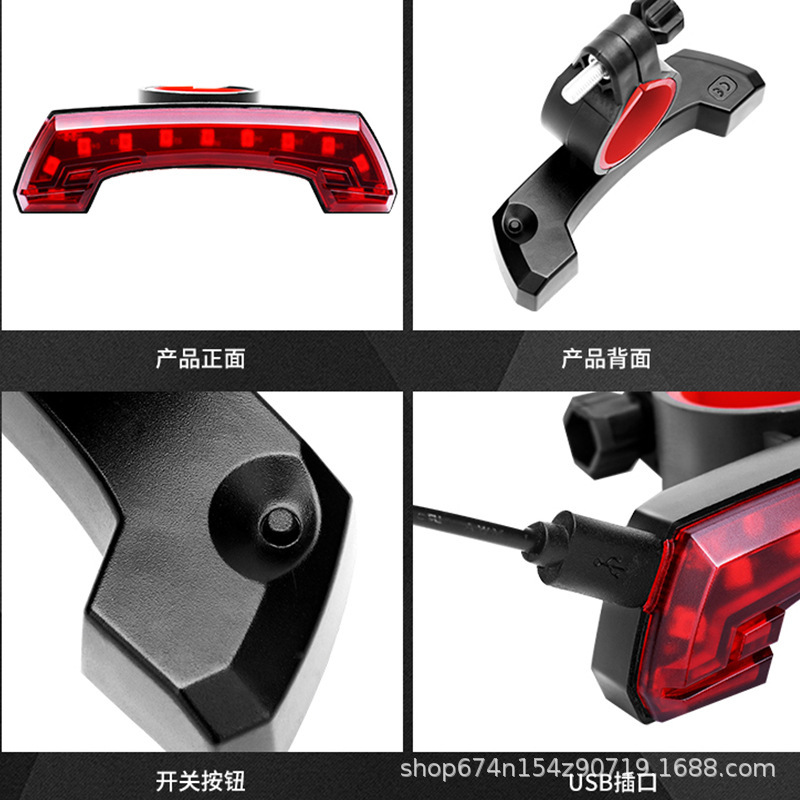 Bicicleta USB recargable luz trasera mountain bike Riding LED luz de advertencia fresca noche montar equipo