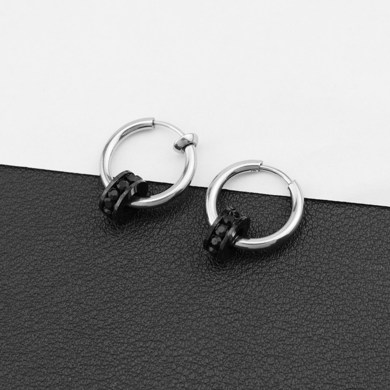 Schwarze Diamant Ohrhänger Für Männer Antiallergisch_voghion.com