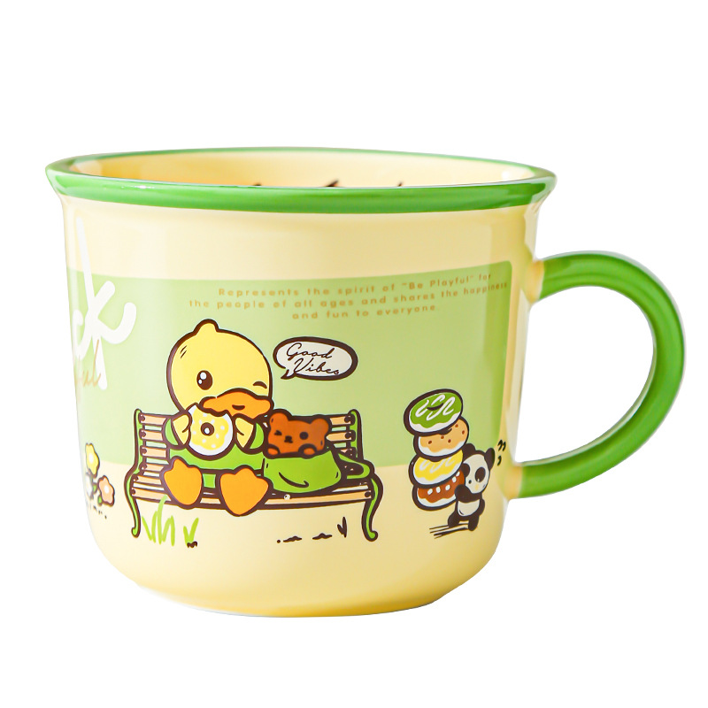 Genuine B.DUCK Little Yellow Duck Taza de cerámica de marca compartida Taza de agua de dibujos animados de red roja Taza linda taza de leche de desayuno