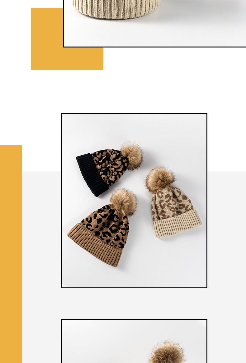 Women's Fashion Leopard Pom Poms Crimping Wool Cap display picture 2
