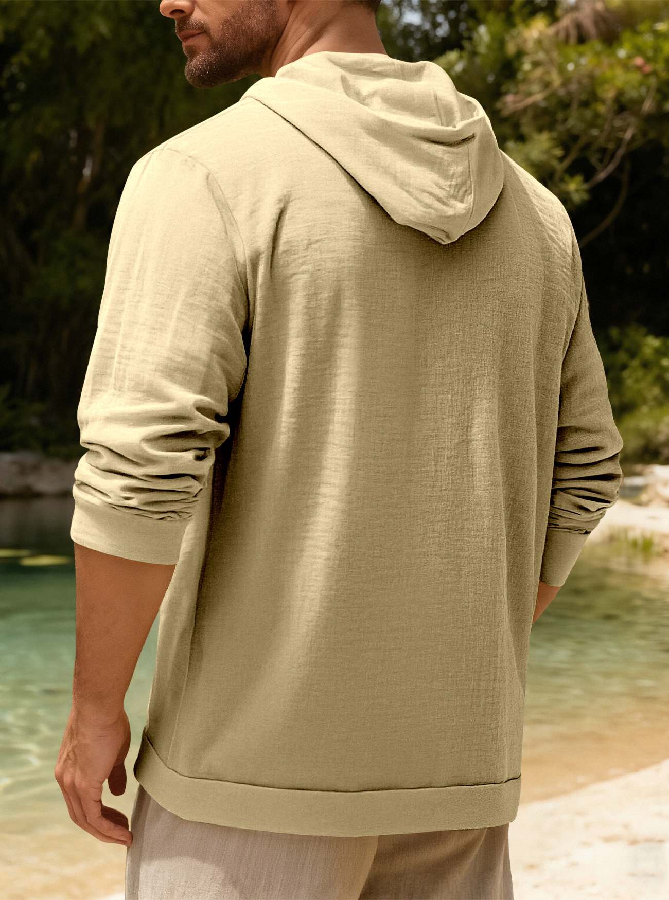 Giacca camicia uomo in cotone e lino casual primavera autunno_voghion.com