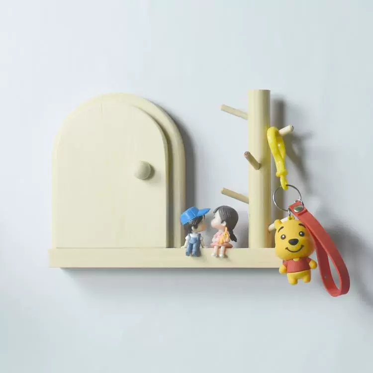 Switch key, modern creative protective case from natural wood on wall, simple and elegant design
