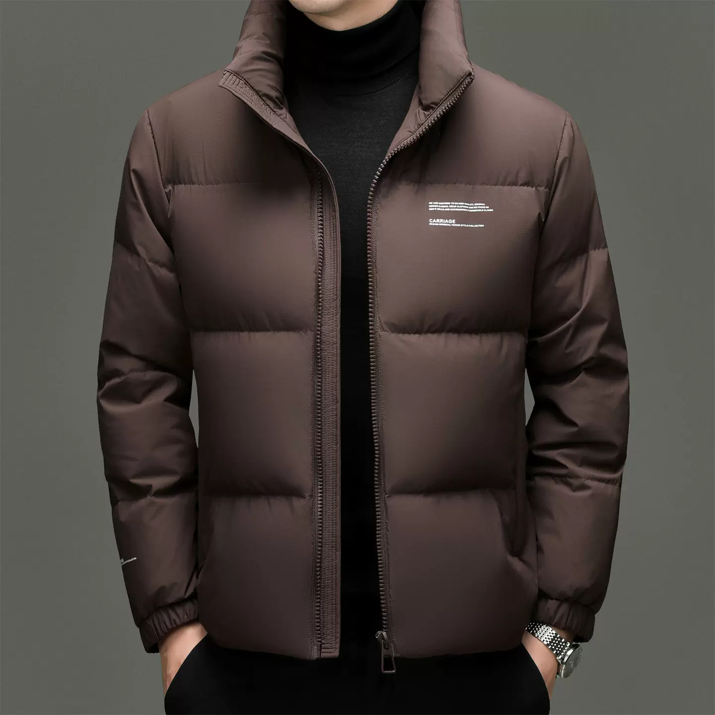 白鸭绒国标羽绒服男2025冬季新款充绒171g立领加厚保暖男士羽绒服