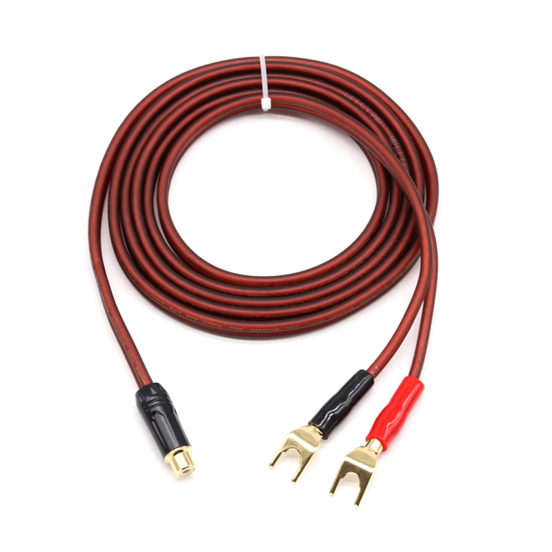 RCA莲花母头转香蕉头音箱线Y头U型头户外演出喇叭线大功率音响线