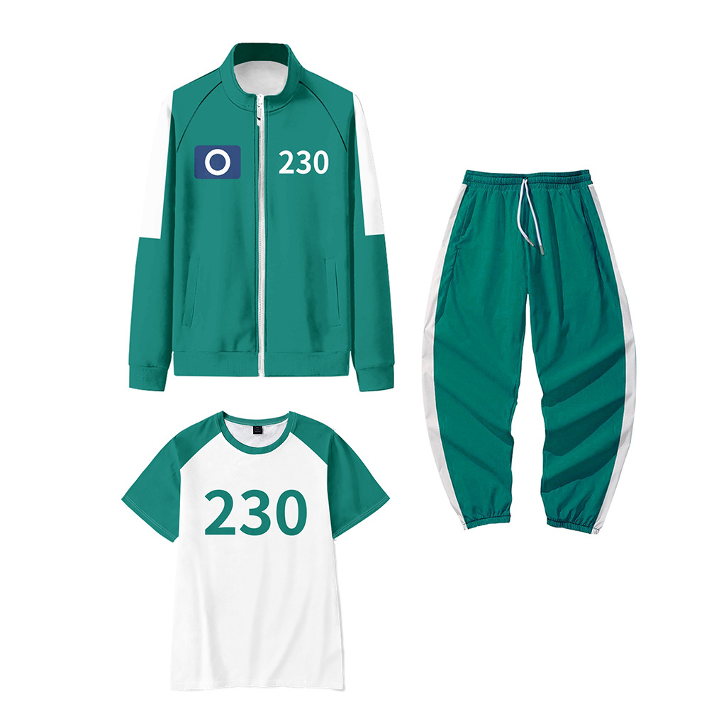 第二季 布格濑之鱼 外套卫衣+长裤+短袖 三件套装  浅绿色