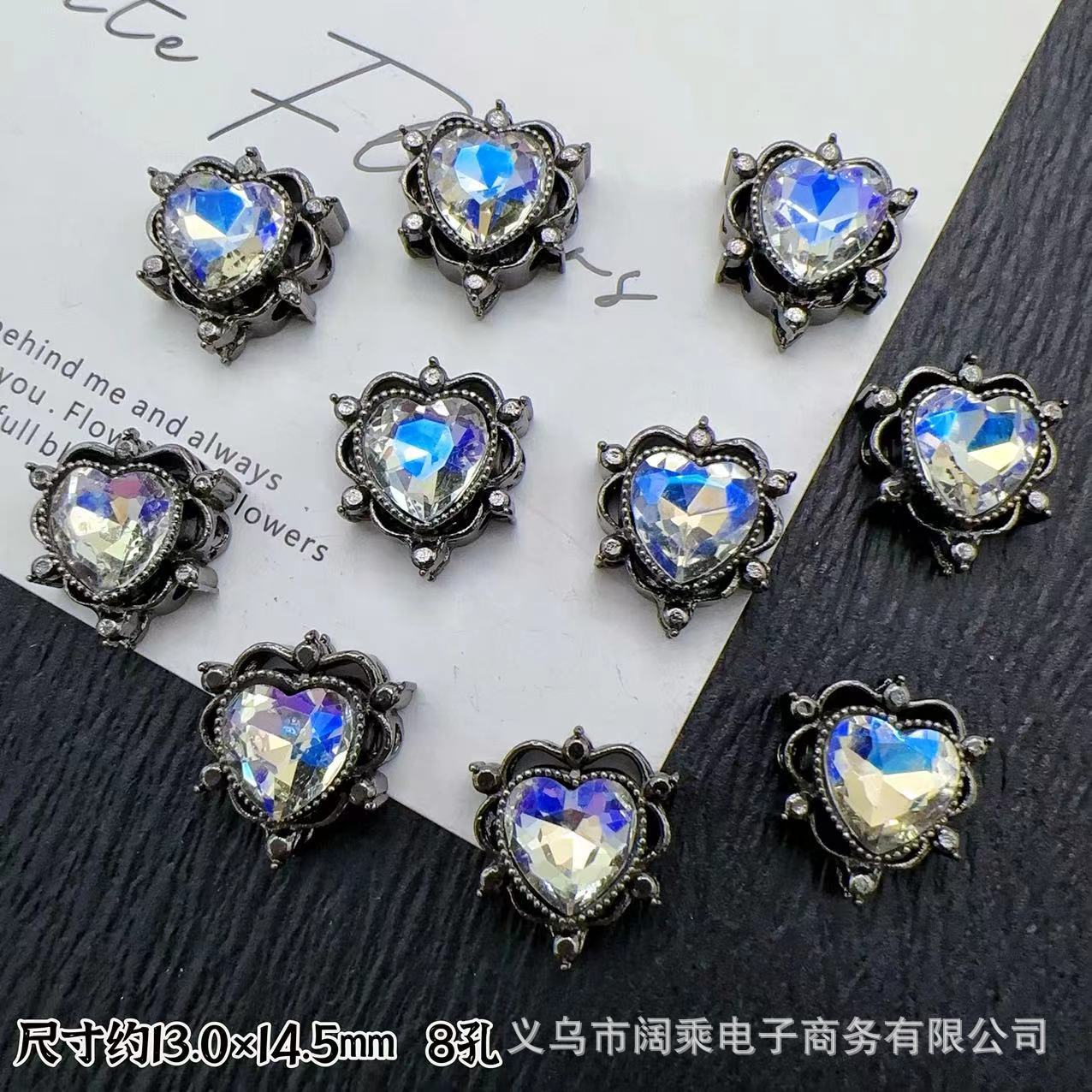 マイクロ象嵌ジルコニウムダイヤモンドマルチカラーピーチハートラブ8穴ビーズリング表面DIYビーズブレスレットネックレスジュエリーアクセサリー