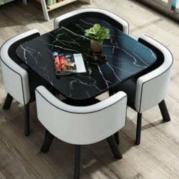 Simple Recepción y negociación pequeña mesa redonda mesa de recepción negociación reunión mesa de invitados y silla traje Oficina área de descanso mesa y silla combinación