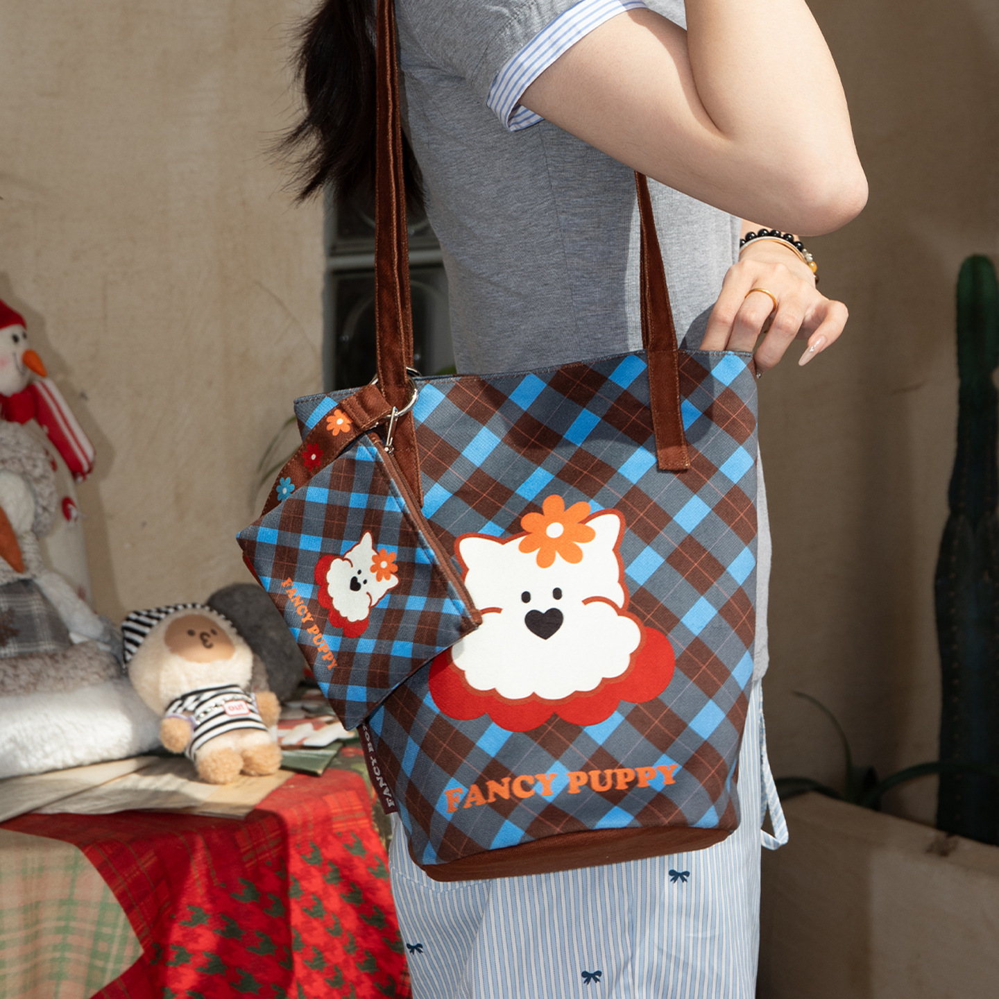 Forest Party Bucket Bag New Large Capacity Shoulder Bag Multi-Purpose Commuter Crossbody Handbag - Thumbnail 4