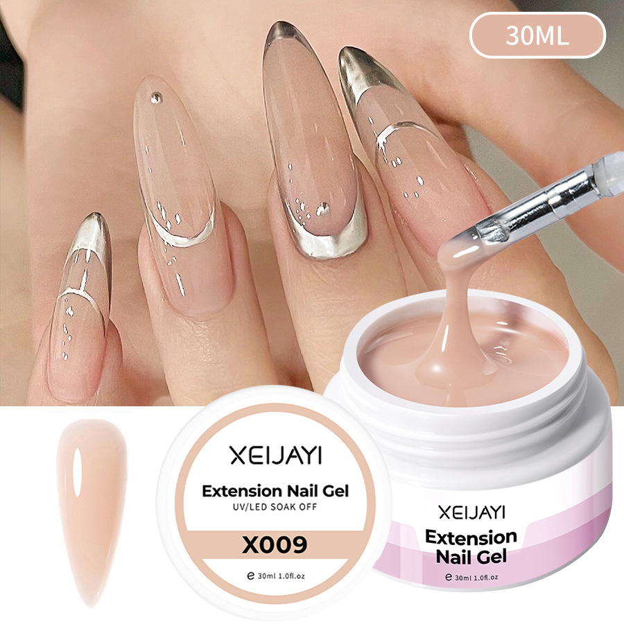 Pegamento de esmalte de uñas al por mayor Poly Gel Crystal pegamento de extensión 30ml pegamento de fototerapia bandeja sin papel Jelly Glue para salón de uñas