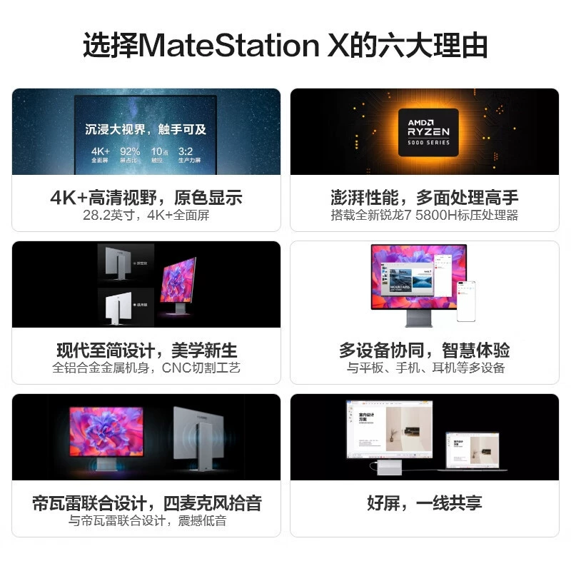 Подходит для коммерческого творчества MateStation X, Ryzen, моноблок 28.2", 4K+ сенсорный
