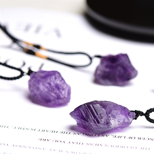 Natural Crystal Raw Stone Pendant Irregular White, Pink, Purple, and Yellow Crystal Raw Stone Pendant Necklace Accessory Wholesale