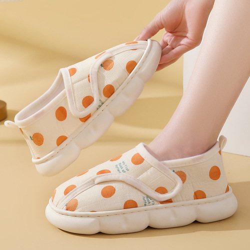 Spring and Summer New Magic Tape Postpartum Shoes for Mothers, Summer with Heel Wrap, Breathable, Soft Sole Indoor Cotton Slippers for Pregnant Women