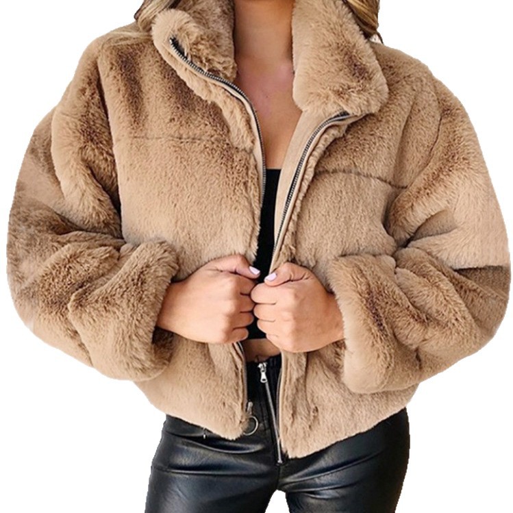 2025 Cross-Border Amazon Hot-Selling European and American Women's Clothing Autumn and Winter Rabbit Fur Imitation Fur Zipper Cardigan Plush Warm Coat 2025 Cross-Border Amazon Hot-Selling European and American Women's Clothing Autumn and Winter Rabbit Fur Imitation Fur Zipper Cardigan Plush Warm Coat