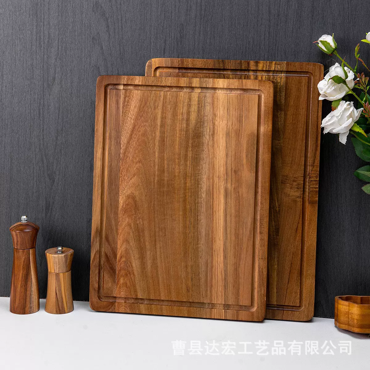 简约木质方形加厚砧板厨房用品胡桃木菜板带水槽案板带流水槽