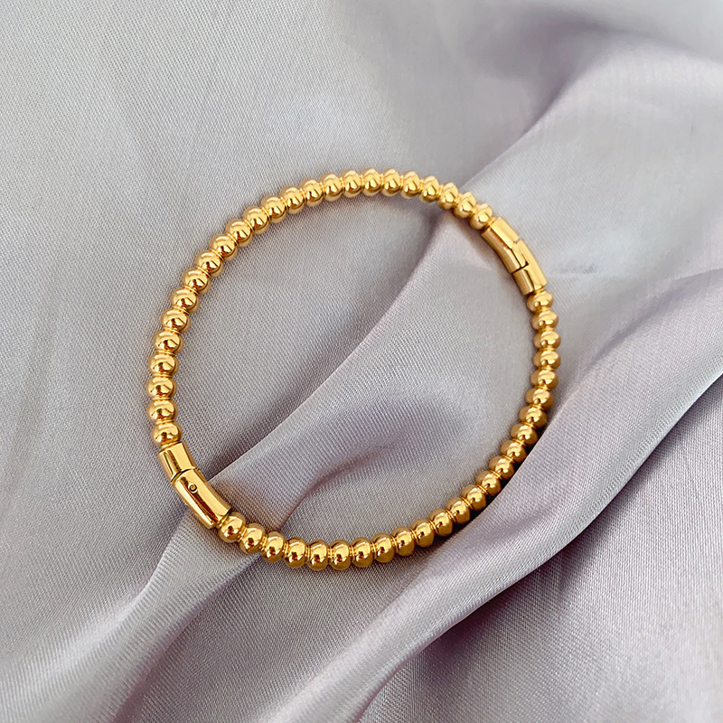 Solid Color Pattern Unisex Gender Wholesale Vintage Style Lady Solid Color Titanium Steel Plating Gold Plated Bangle
