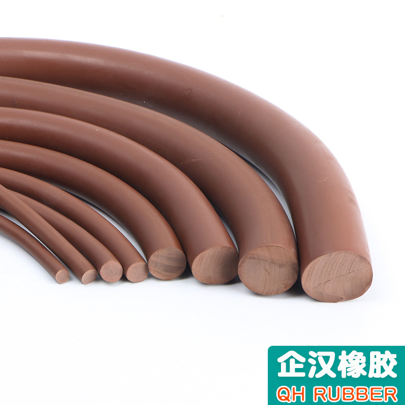 耐高温棕色氟胶圆条FKM耐酸碱氟胶密封条氟胶实心O型条圆型氟胶绳