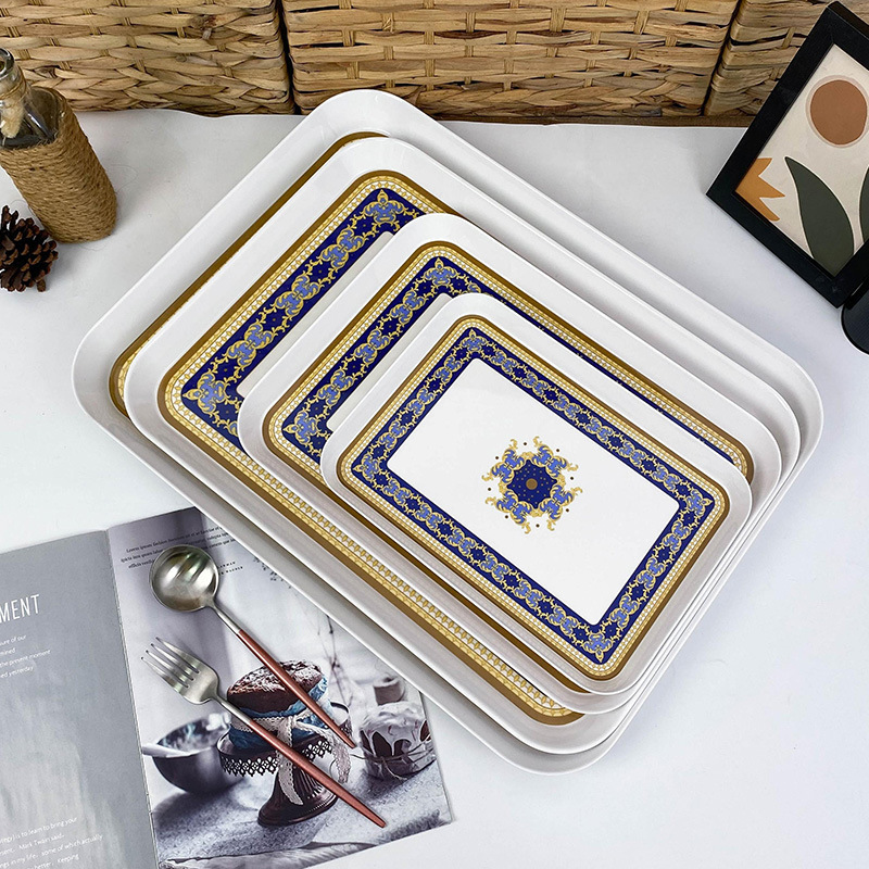European-style Rectangular Tea Tray Melamine Fruit Tray Cup Tea Tray Hotel Large Rectangular Serving Tray