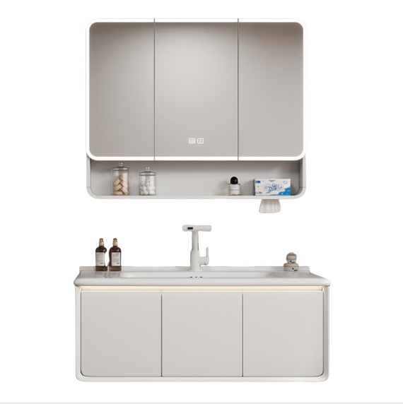 Gabinete de baño con espejo de belleza de arco cerámico de abeja grueso lavabo integral lavabo de baño lavabo de mano combinación lavabo