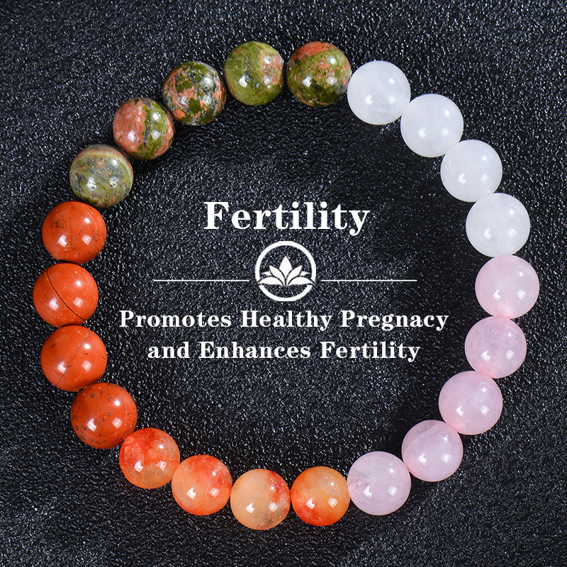 SHINE Hot Sale Floral Pink Crystal Beaded Bracelet Natural Stone New Mother-to-be Birth Bracelet Fertility