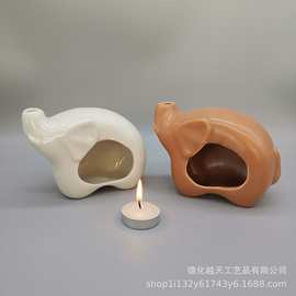 跨境热销新款动物亚光色釉效果陶瓷燃烧火炉大象陶瓷亚光香薰炉